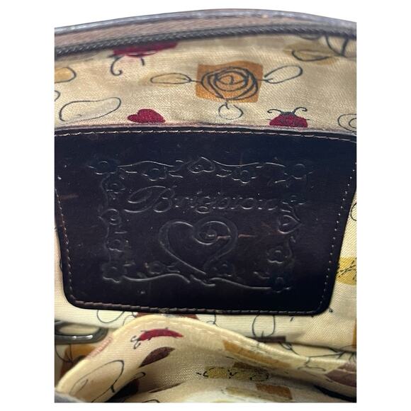 VTG Brighton Purse Brown Leather Straw Woven Double Handle Heart Boho 90s Y2K - Picture 8 of 16